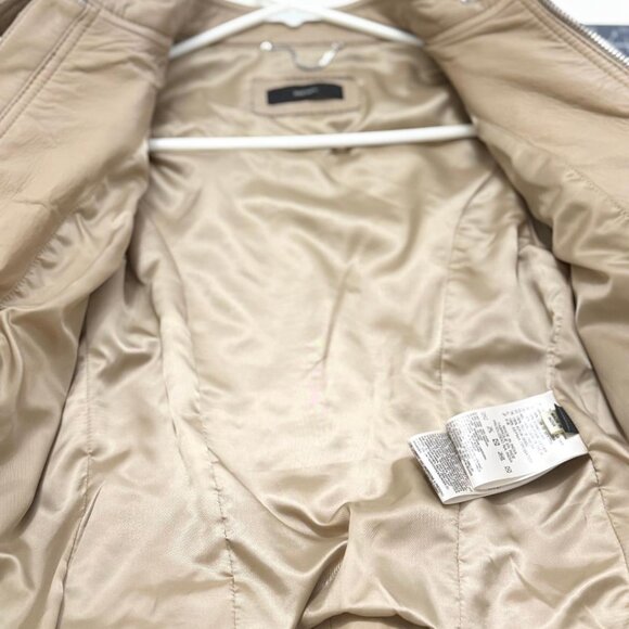 Brand New Diesel Women's Tan Leather Biker Jacket, Size XXS - Picture 5 of 11